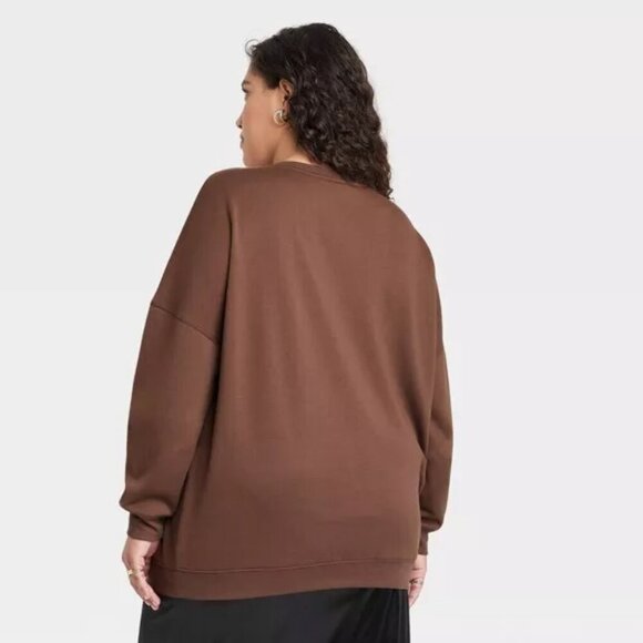 Hybrid Apparel Women's Barbie Squares Cozy Graphic Sweatshirt Sz Small Brown - Picture 2 of 3